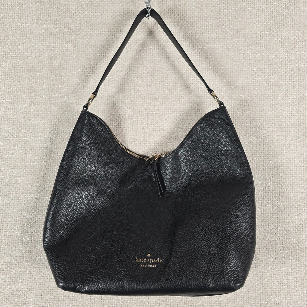 Kate Spade New‎ York Knott Large Shoulder Bag Black Pebbled Leather K8140 Hobo